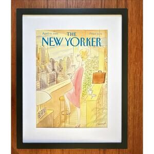Framed 1989 New Yorker Magazine Cover April 10 Sempe City View